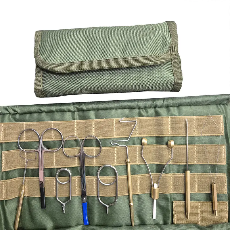 11-Piece Fly Tying Tool Kit In Reusable Velcro Pouch 1