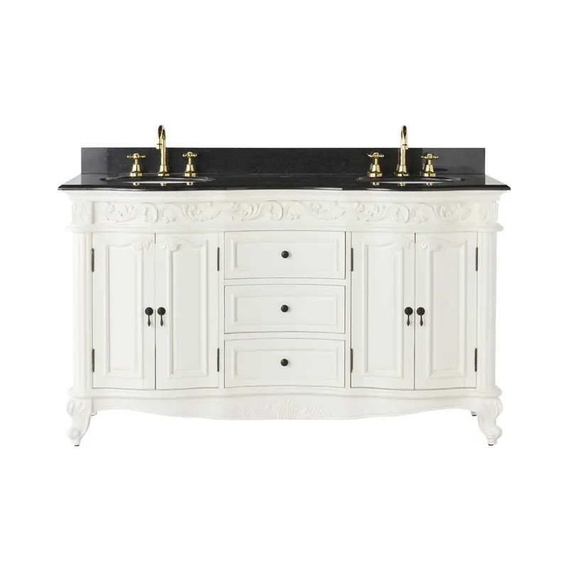 1550Mm White Rosette Double Vanity With Granite Top 1