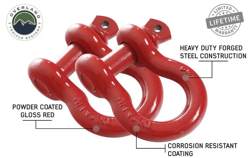 3/4" Red Recovery Shackle — 4.75-Ton Capacity, Sold As Pair 1
