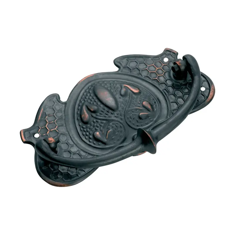 3395 Nouveau-Style Cabinet Pull – Sheet Brass With Antique Copper Finish, 65 X 120 Mm 1