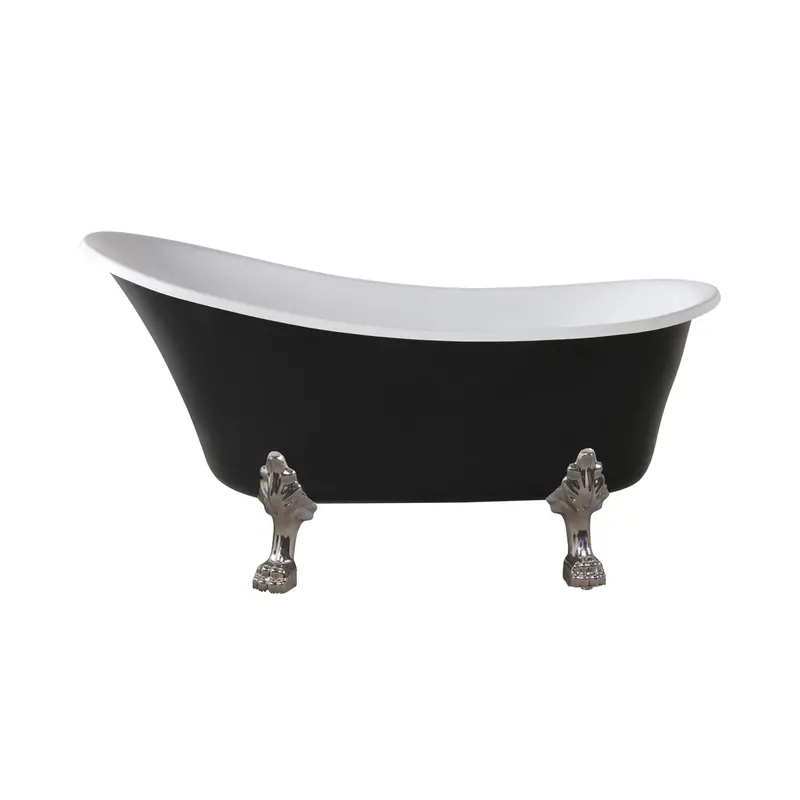 Alto 1520Mm Black Freestanding Bath With Chrome Feet 1