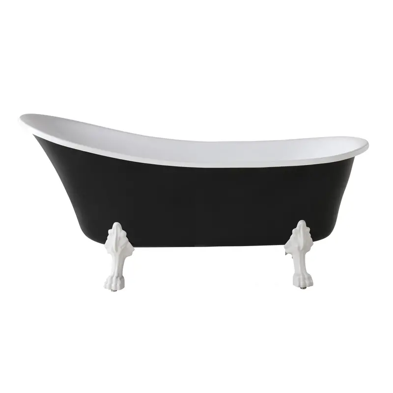 Alto 1700Mm Black Freestanding Bath With White Legs 1