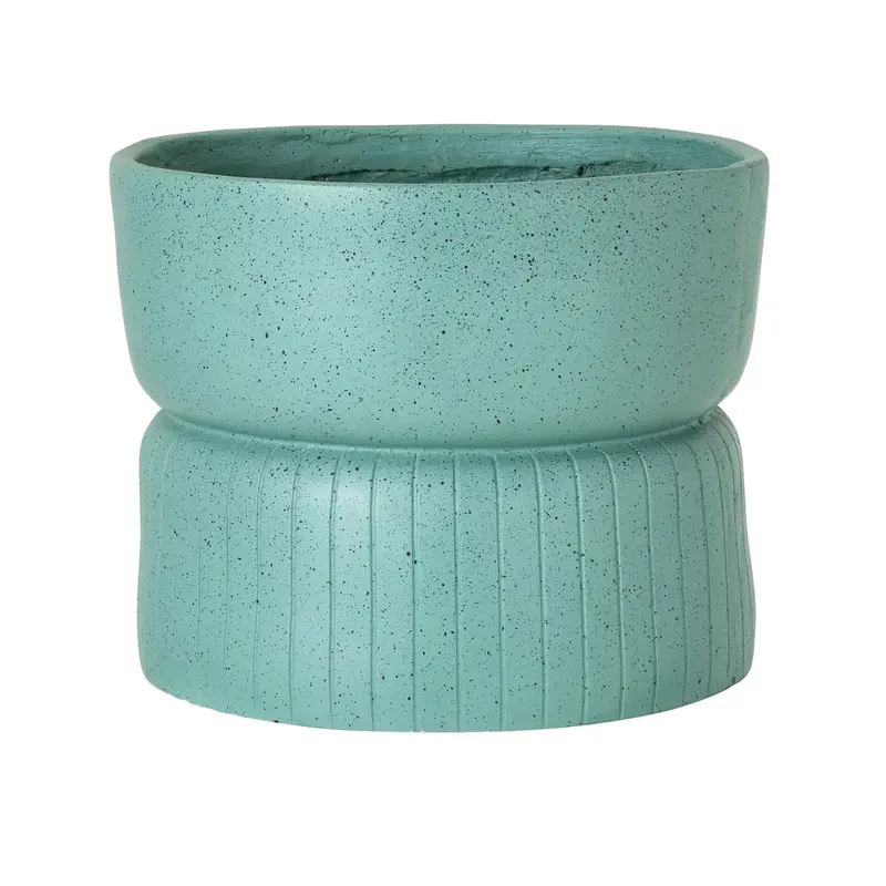 Arc Sage Ribbed Planter – Ceramic Tabletop Pot, 29Cm Diameter 1
