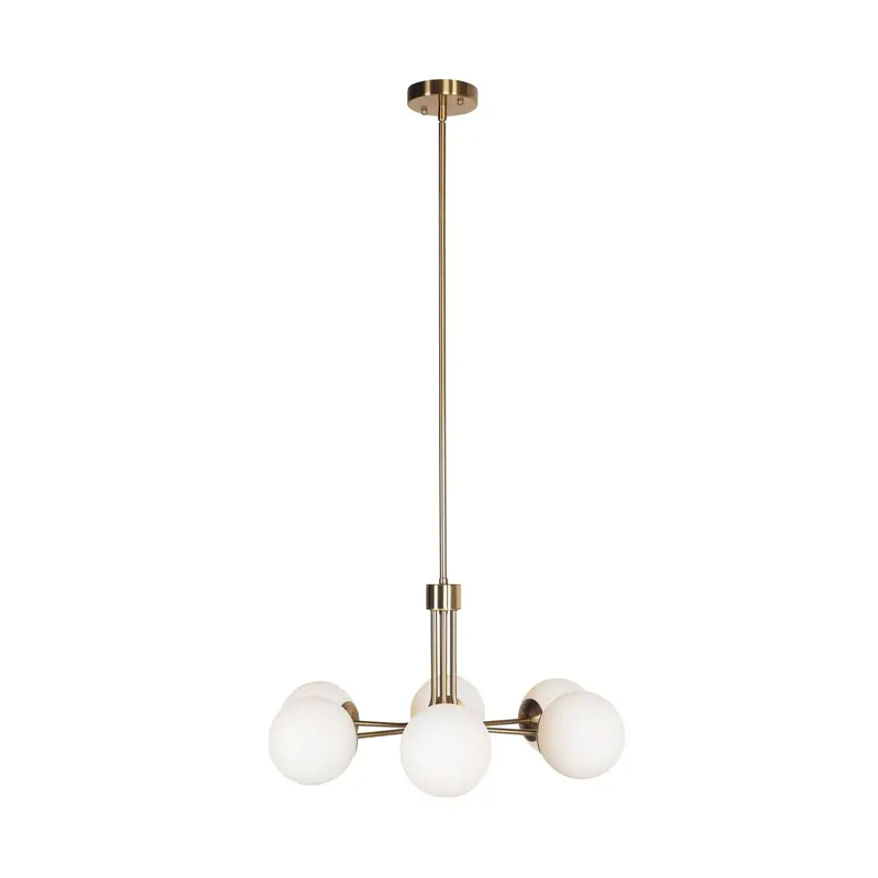 Aspen Satin Brass 6-Light Pendant Light Fixture 1