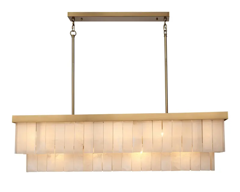 Aster 9-Bulb Rectangular Marble Chandelier – 120 X 32 Cm Dimensions 1