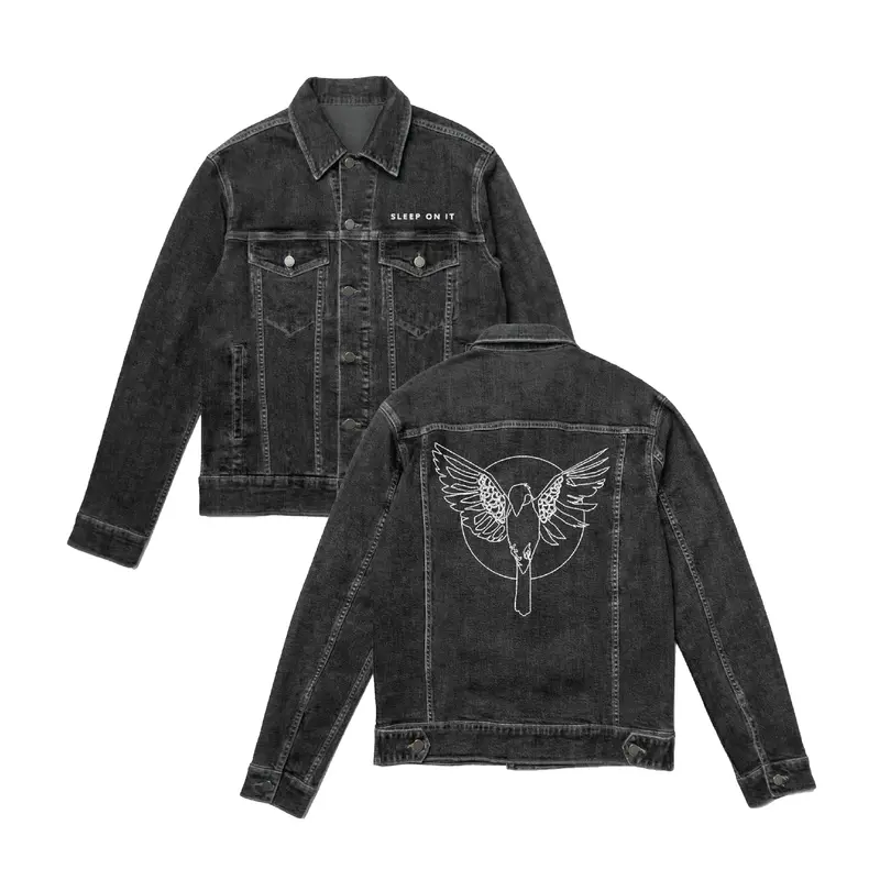 Bird Black Embroidered Black Denim Jacket 1