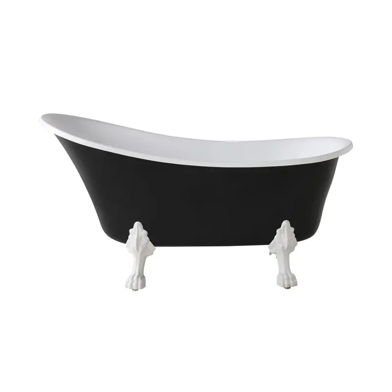 Black Alto Freestanding Bath – 1520 Mm With Glossy White Feet 1
