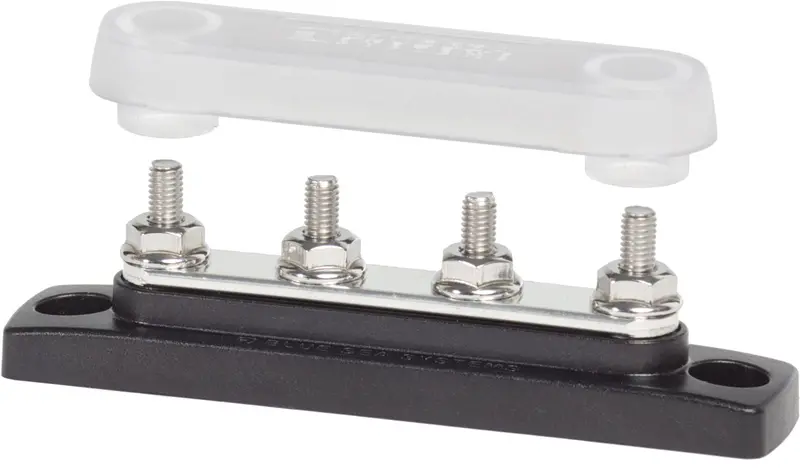 Blue Sea Systems 100A Mini Common Busbar – 4-Position With Protective Cover (Model 2315) 1