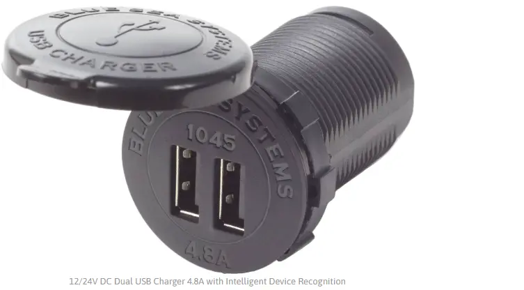 Blue Sea Systems 12V/24V Dual Usb Charger (4.8A) With Smart Device Detection – Model 1045 1