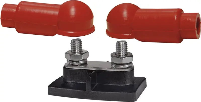 Blue Sea Systems Dual 600A Powerbar Busbar With Two 3/8"-16 Studs And Insulating Mounts (Model 2019) 1