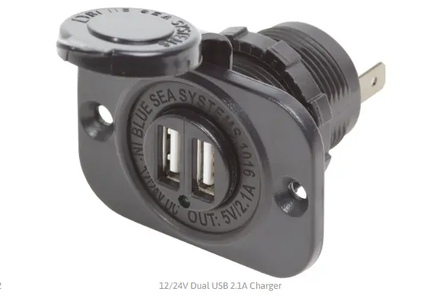 Blue Sea Systems Dual Usb Charger (12V/24V, 2.1A) – Model 1016 1