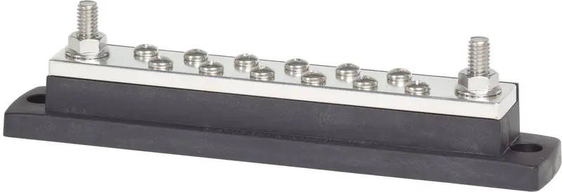 Blue Sea Systems Maxibus 250A Busbar – Dual 5/16"-18 Studs + Twelve 10-24 Screw Terminals (Model 2105) 1