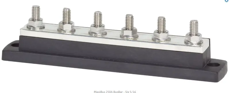 Blue Sea Systems Maxibus 250A Busbar With Six 5/16"-18 Mounting Studs (Model 2126) 1