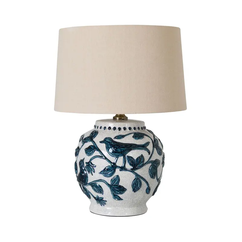 Bluebird-Themed Ceramic Table Lamp – 46Cm Height 1