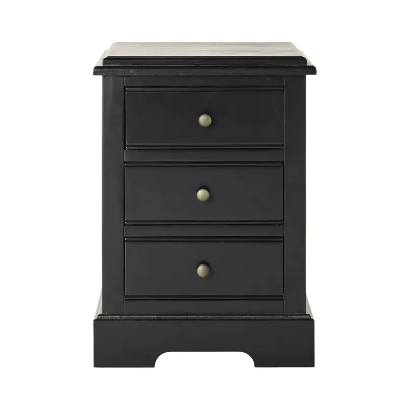 Clover Black 3-Drawer Bedside Table With Slim Profile 1