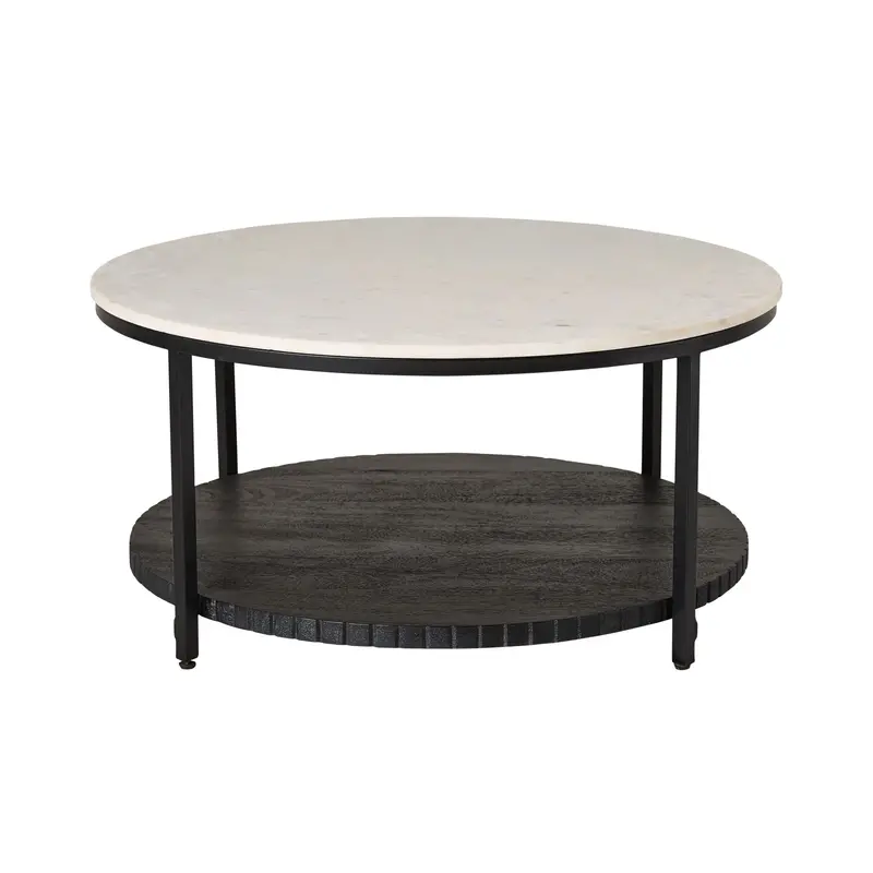 Deva Black Round Coffee Table With Metal Base 1