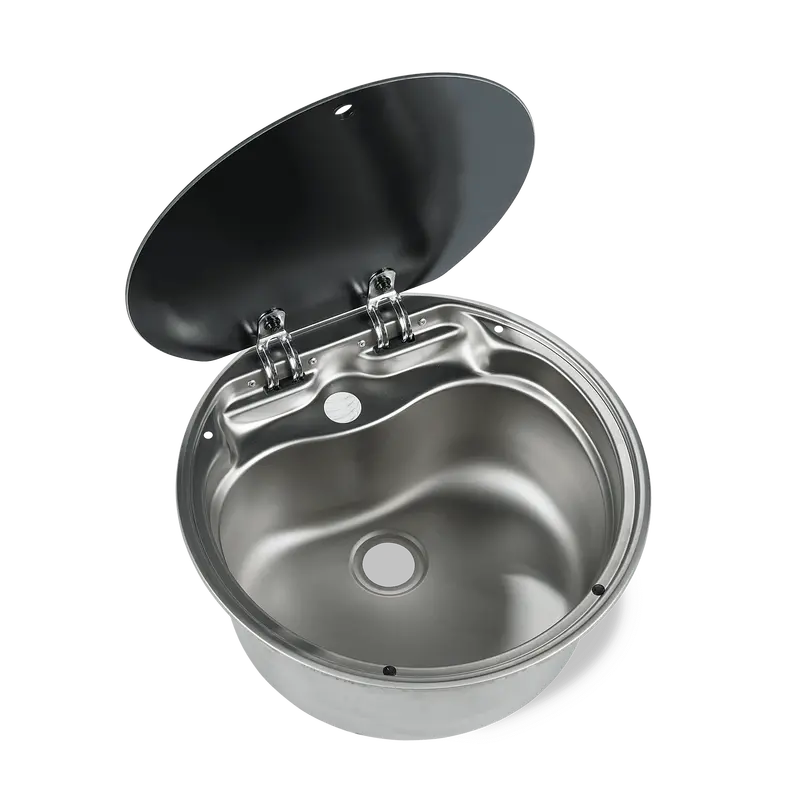 Dometic Va7000 Round Rv Sink With Single-Hole Faucet & Tempered Glass Cover (9102302672) 1