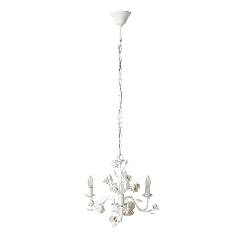 Ellina Floral Chandelier – White 3-Light Ceiling Fixture With Botanical Accents 1