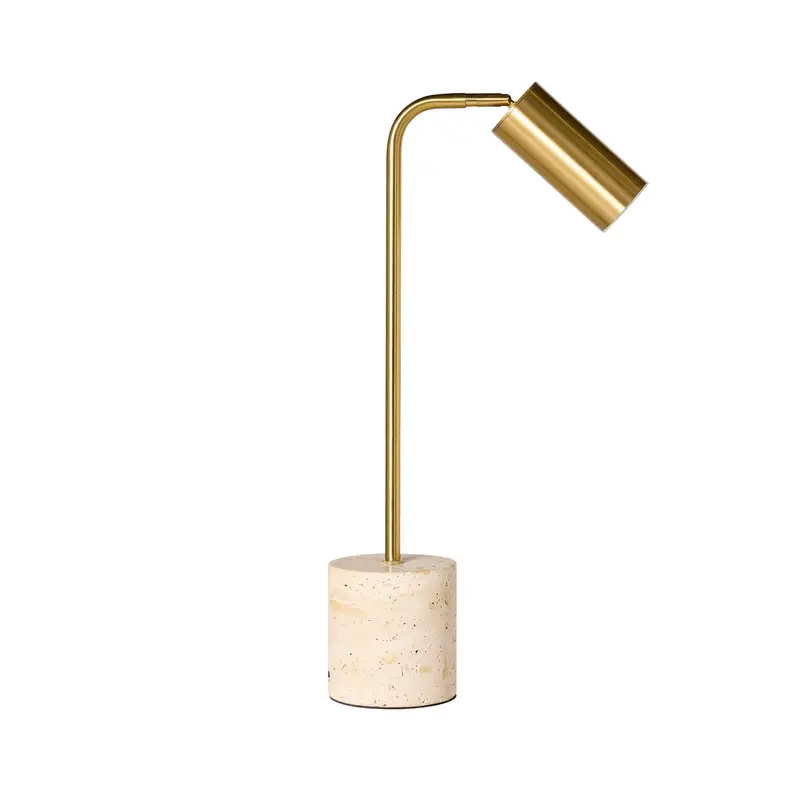 Elroy Travertine Table Lamp – 54 Cm Compact Stone Bedside Or Side Table Light 1