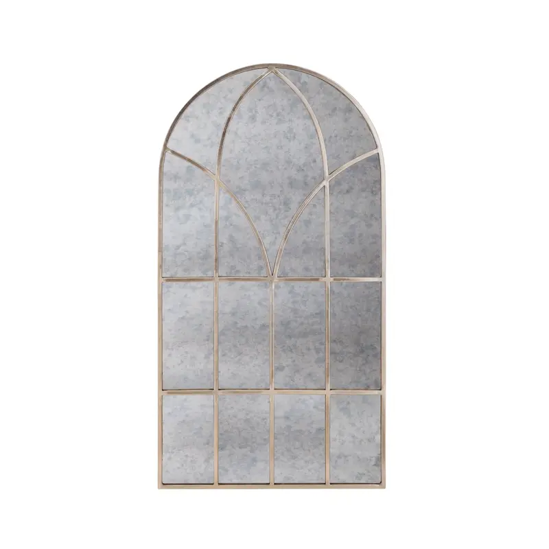 Evangeline Rose Gold Grid-Framed Wall Mirror 1