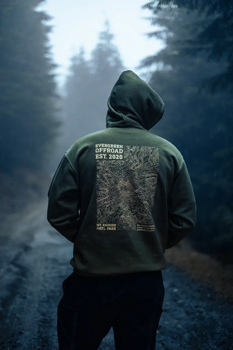 Evergreen Offroad Mt. Rainier Topo Adventure Hoodie – Unisex Outdoor Apparel 10
