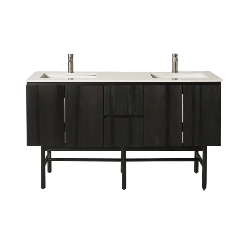 Ezra Mahogany Double Bathroom Vanity With Stone Top – 1510Mm Complete Set 1