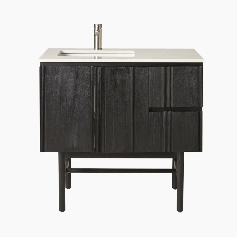 Ezra Mahogany Single Bathroom Vanity With Natural Stone Countertop – 910Mm 1