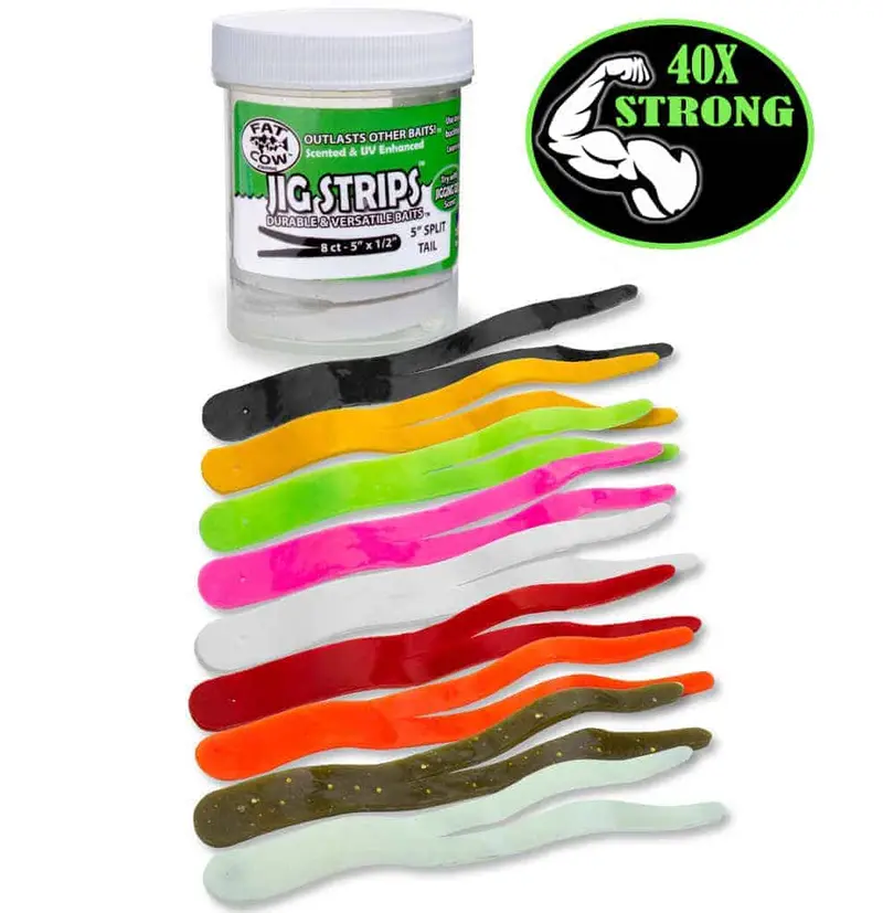 Fat Cow Split Tail Jig Strips – Enhanced Swimming Motion 1