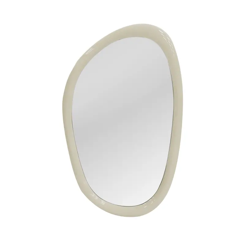 Glossy Fluid Mirror – Milky White Curved Surface Wall Decor 1