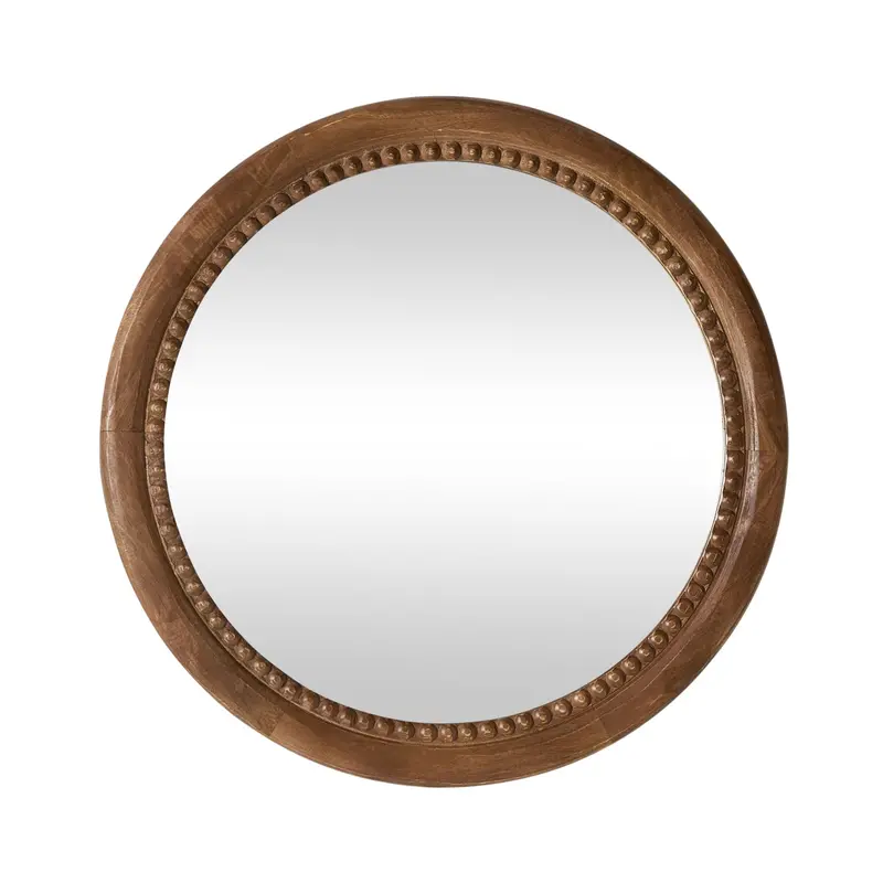 Gosford Bobble-Textured Wooden Round Mirror – 61 Cm Diameter 1