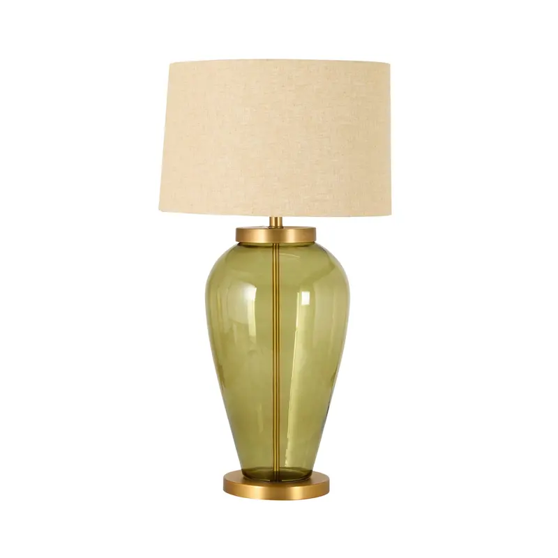 Green Glass Table Lamp With Verdant Hue – 84Cm Height 1