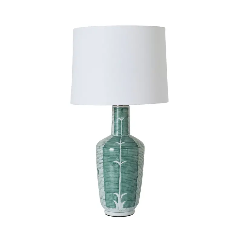 Green Lotus-Inspired Ceramic Table Lamp – 56Cm 1