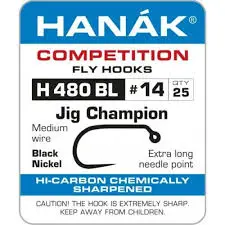Hanak H480Bl Jig Champion Barbless Competition Fly Hooks 1