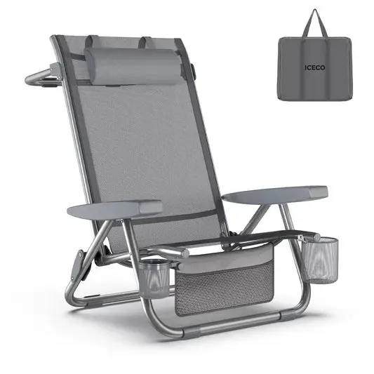 Iceco Bora Reclining Beach Chair – 5-Position Adjustment, Headrest, Adult-Sized 1