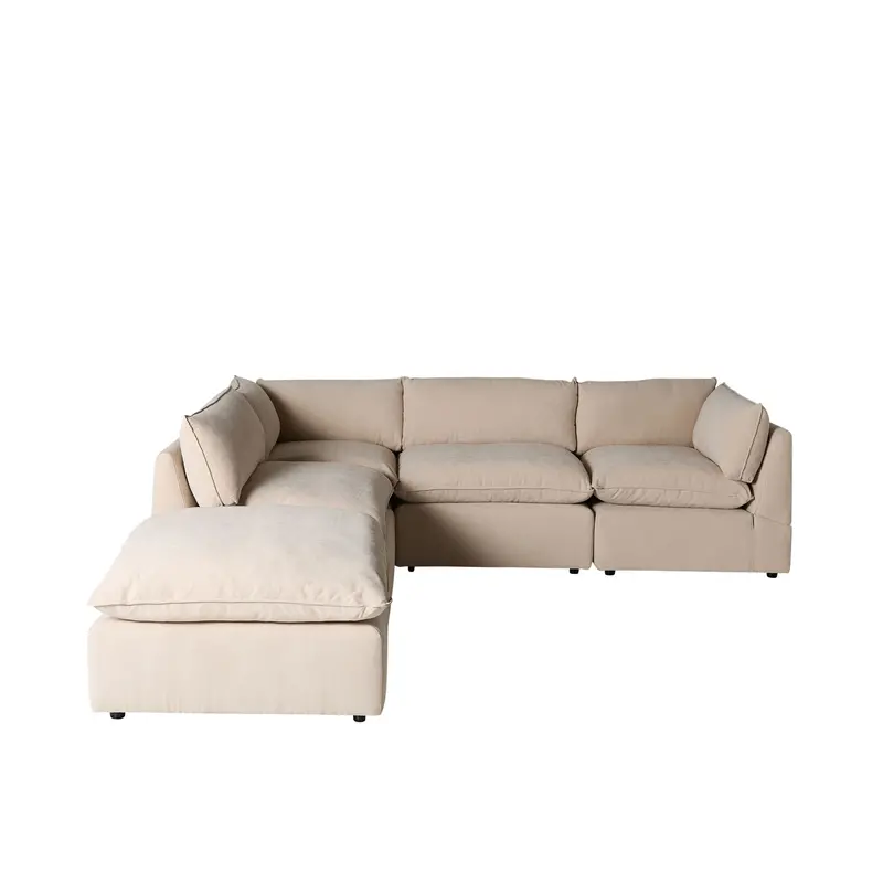 Ivory Sora Corner Sofa – L-Shaped Modular Living Room Seating 1