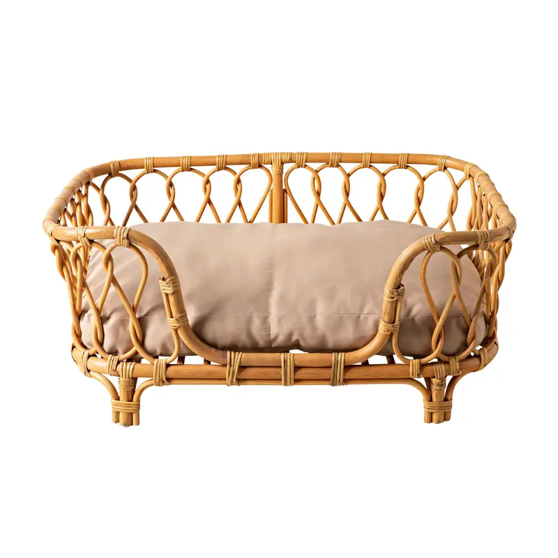 Kahlua Twist Rattan Pet Bed – 90 × 55 × 40 Cm, Natural Woven Comfort 1
