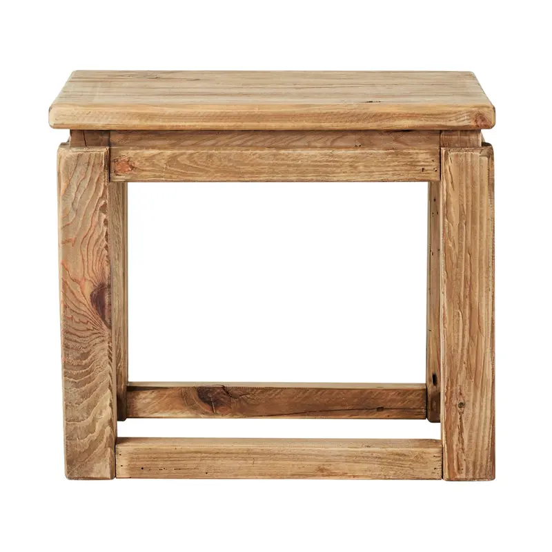 Kalise Reclaimed Wood Bedside Table – Industrial-Style Nightstand 1