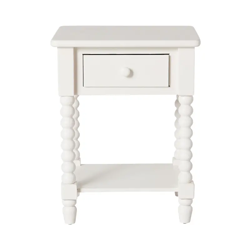 Maisie White 1-Drawer Bedside Table 1