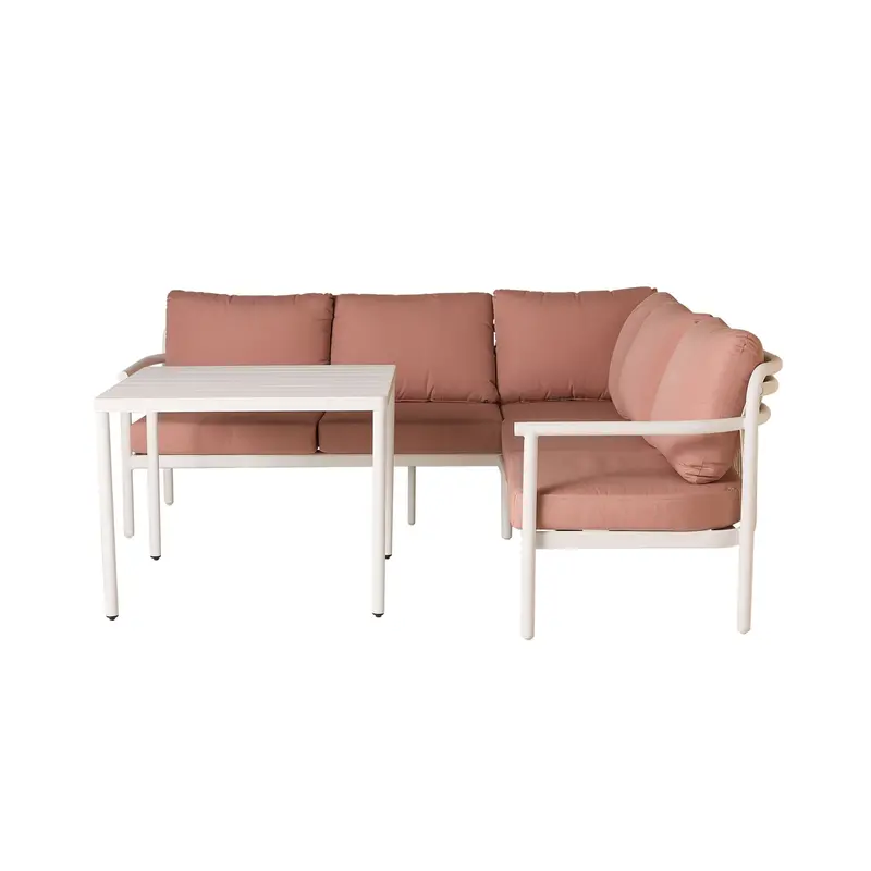 Milly Sofa And Dining Table Combo In Blush Pink 1