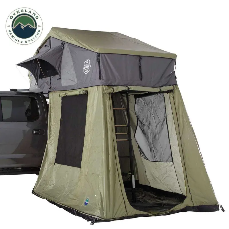 Nomadic 4 Rooftop Tent Annex – Green Base, Black Floor & Travel Cover | Overland Vehicle Systems 1