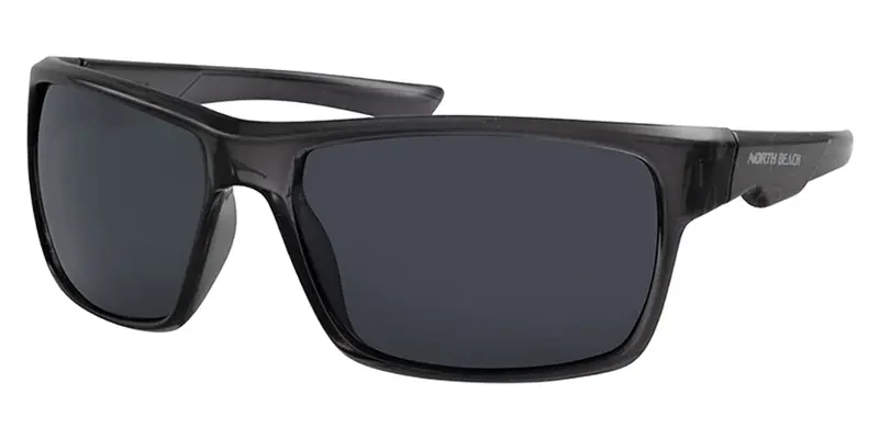 North Beach Pearleye Polarized Sunglasses – Crystal-Shiny Black Smoke Lens 1