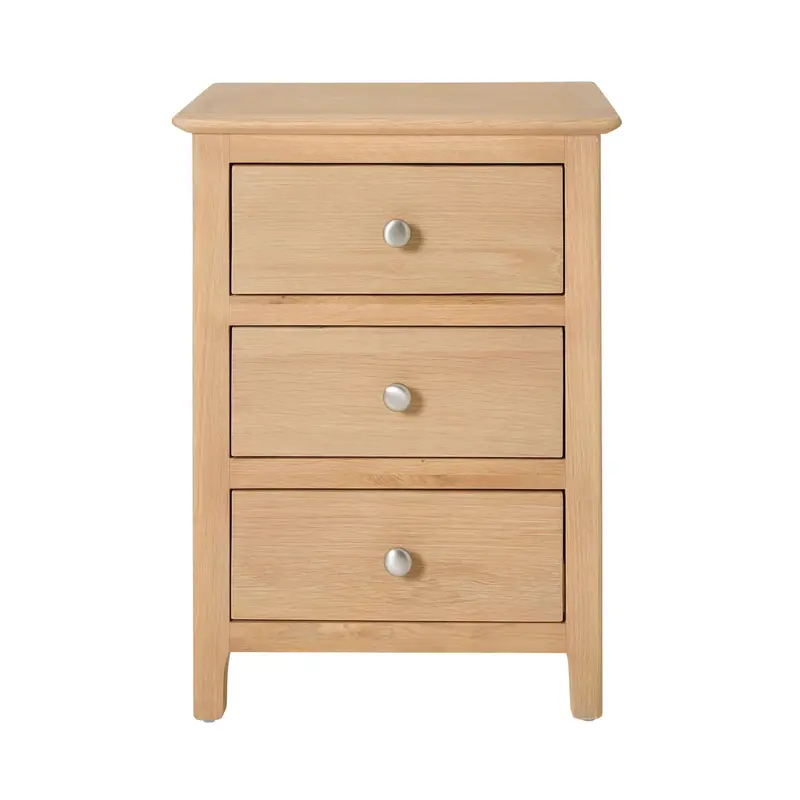 Oakridge Light Oak 3-Drawer Bedside Table – Compact Nightstand With Soft-Close Drawers 1