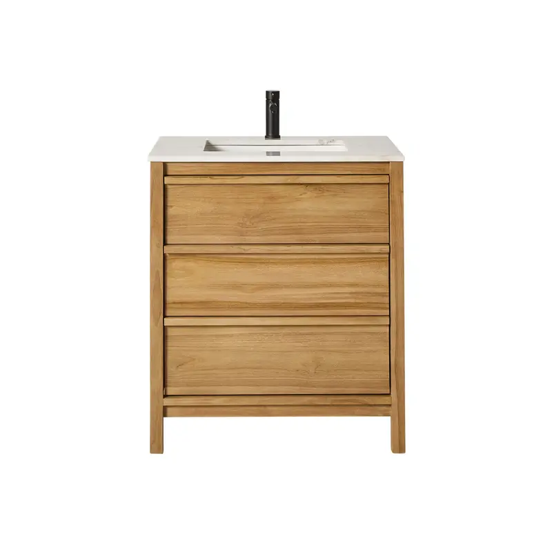 Oliver 760Mm Teak Bathroom Vanity With Natural Stone Top 1