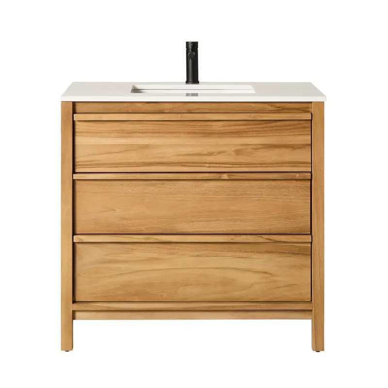 Oliver 910Mm Teak Bathroom Vanity With Natural Stone Top 1