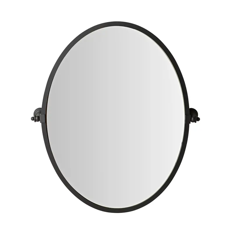 Oval Matte Black Pivot Mirror – Hayden Adjustable Wall Mount 1