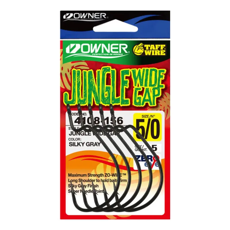 Owner 4X Strong Jungle Wide Gap Hooks – High-Performance Soft Plastic Hook (Model 4108) 1