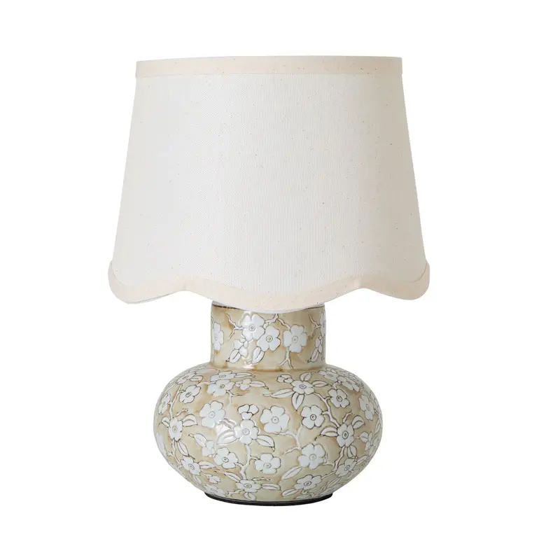 Petal Grove Taupe Ceramic Table Lamp – 34 Cm Height 1