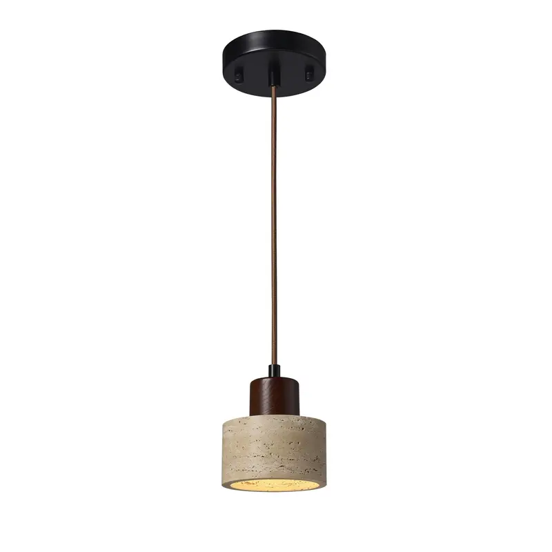 Rayla Travertine Pendant Light – 12 Cm × 18 Cm Hand-Finished Stone Shade 1