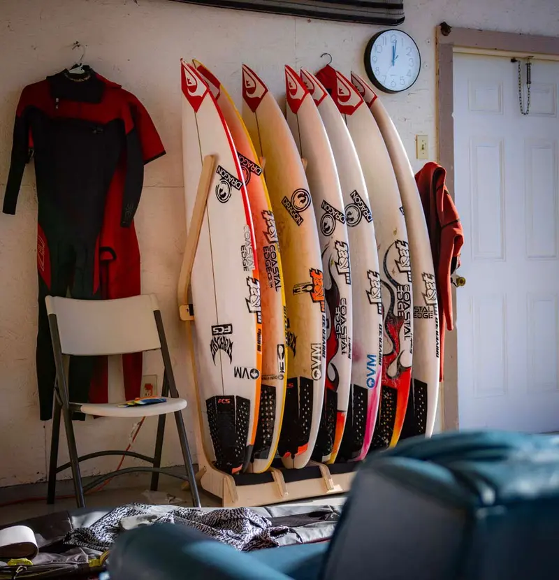 Rustic Wooden Freestanding Surfboard Rack – Holds 3 To 6 Boards 1