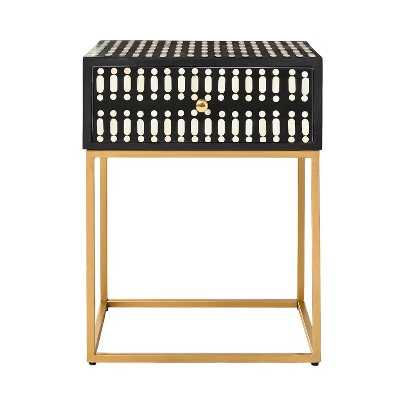 Sadara Bone-Inlay Bedside Table – Artisan-Crafted Accent Nightstand 1